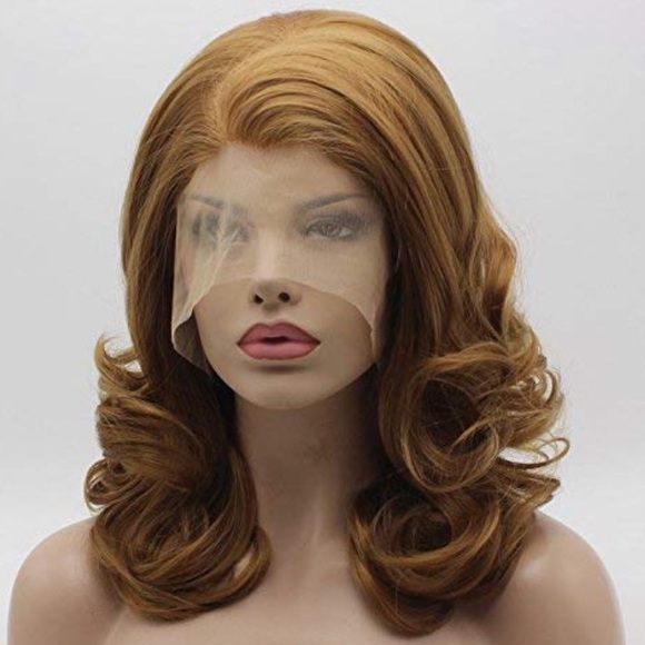 ?MEVINAH 16” DARK BLONDE CURLY LACE FRONT WIG? main image 5
